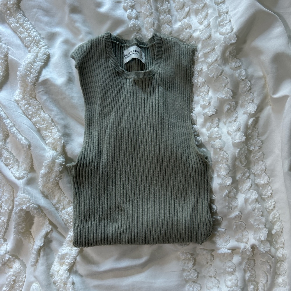 Sleeveless Ribbed Knit bodysuit  in Olive Green